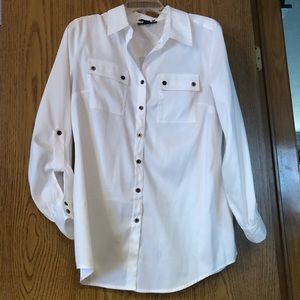 Stylish white satin Style&Co blouse.  Size 10.